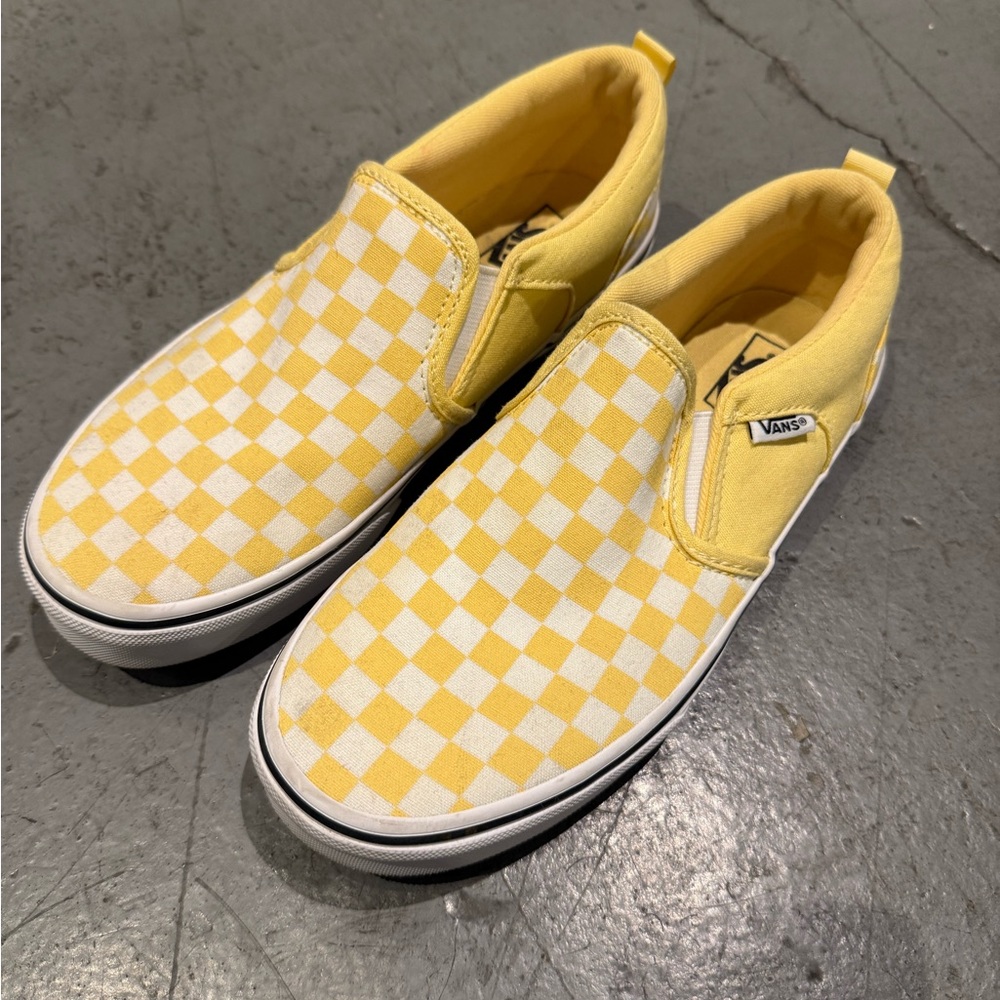 Vans Kids Checkered Yellow and White Sneakers